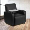 Flash Furniture LeatherSoft Guest Chair With Tablet Arm, Front Wheel Casters And Cup Holder