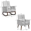 2-in-1 Fabric Upholstered Rocking Chair Nursery Armchair With Pillow Light Grey