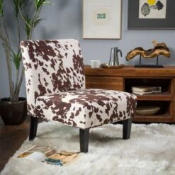 Set Of 2 Kassi Cowhide Print Upholstered Accent Chair - Christopher Knight Home