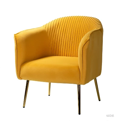 Velvet Barrel Chair With Goden Base Contemporary And Classic Velvet Accent Chair For Living Room | Karat Home - Image 11