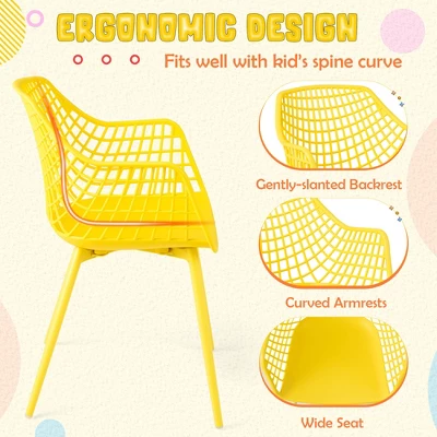 Costway 4 PCS Kids Chair Set Child-Size Chairs With Metal Legs Toddler Furniture Colorful - Image 5