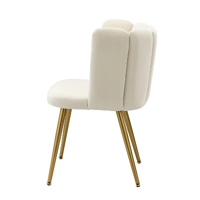 Barbara Contemparary Velvet Vanity Stool For Makeup Room, Moden Accent Side Chairs For Living Room With Shell Back And Golden Metal Legs | ARTFUL LIVING DESIGN - Image 5