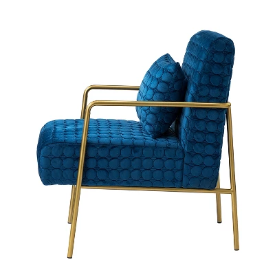 Javier Upholstered Armchair With Metal Legs And Lumbar Pillow For Living Room | ARTFUL LIVING DESIGN - Image 3