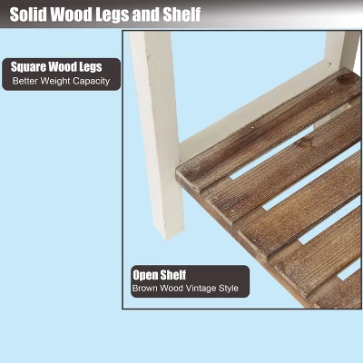 LuxenHome Distressed White And Wood 2-Drawer 1-Shelf Console Table And Entry Table - Image 6