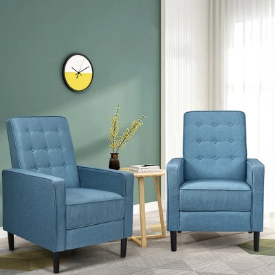 Costway Set Of 2 Push Back Recliner Chair Fabric Tufted Single Sofa W/ Footrest - Image 2