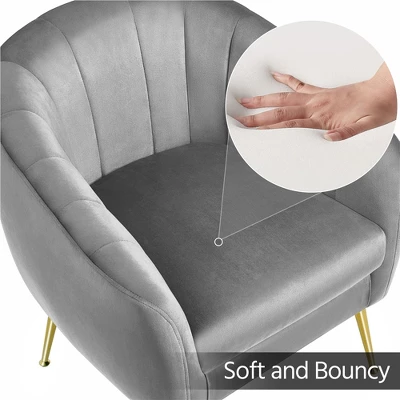 Yaheetech Velvet Accent Armchair Barrel Chair With Metal Legs For Living Room - Image 5