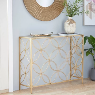 Contemporary Metal Console Table Gold - Olivia & May