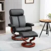 HOMCOM Recliner Chair With Ottoman, 360° Swivel Reclining Chair With Wood Base And Matching Footrest, Black