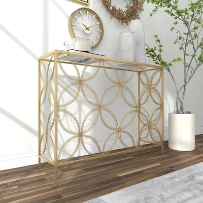 Contemporary Metal Console Table Gold - Olivia & May - Image 7