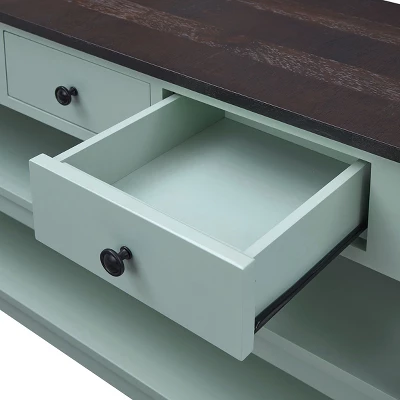 48" Solid Wood Top Modern Living Room Console Table With 3 Drawers And 2 Shelves - ModernLuxe - Image 7