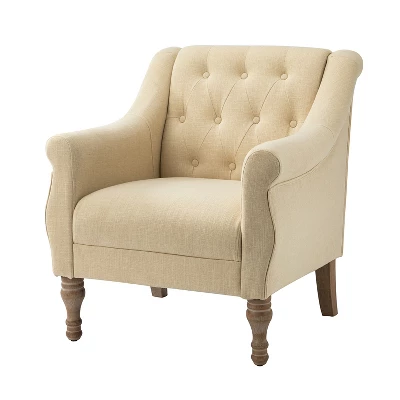 Charlie Wooden Upholstery Livingroom Armchair With Button-tufted | ARTFUL LIVING DESIGN