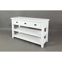 3 Drawers And 2 Open Shelf Sofa Table White - Benzara