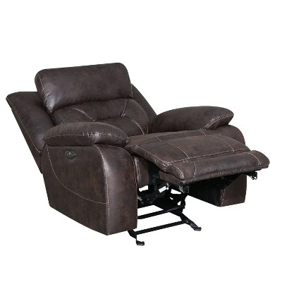 Aria Power Glider Recliner With Power Head Rest Saddle Brown - Steve Silver Co. - Image 2