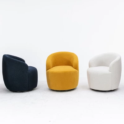 Set Of 2 Fannie 25.60'' Wide Small Size Boucle Upholstered 360° Swivel Barrel Chair-The Pop Maison - Image 8