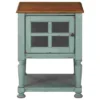 Lattice Door Front Wooden Accent Cabinet Brown/Teal - Benzara