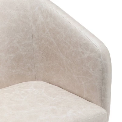 Modern Barrel Chair With Metal Base Faux Leather - WOVENBYRD - Image 7