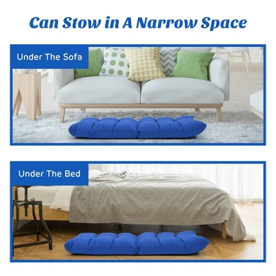 Costway Adjustable 14-Position Floor Chair Folding Lazy Gaming Sofa Lounge Chair GrayBlue Coffee - Image 9