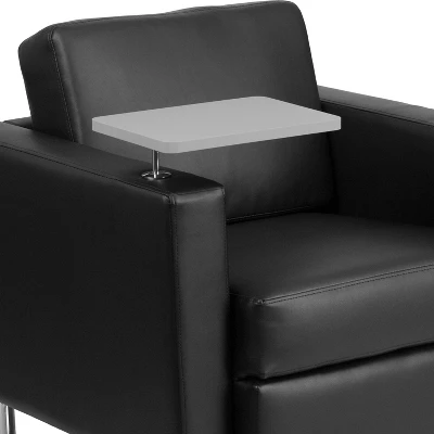 Emma And Oliver Black LeatherSoft Tablet Arm Chair, Tall Chrome Legs And Cup Holder - Image 5