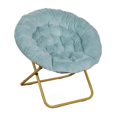 Emma And Oliver Oversize Folding Saucer Chair With Cozy Faux Fur Cushion And Metal Frame For Dorms, Bedrooms, Apartments And More - Image 10
