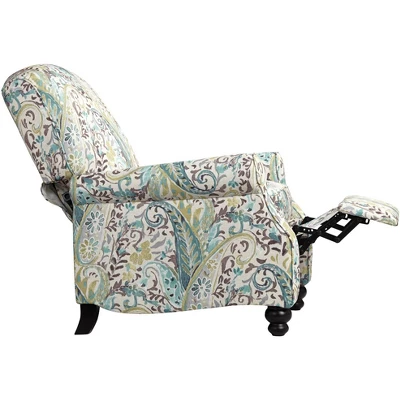 Elm Lane Ethel Skye Blue Paisley Patterned Recliner Chair Modern Armchair Comfortable Push Manual Reclining Footrest For Bedroom Living Room Reading - Image 6