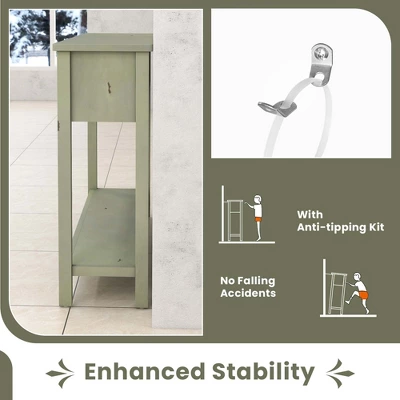 Costway Farmhouse Console Table 48'' Entryway Table With 2 Drawers & Open Storage Shelf - Image 8