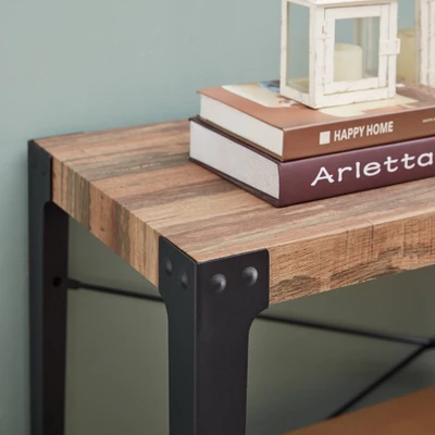 Modern Industrial Console Table Metal/Distressed Wood - Danya B. - Image 3