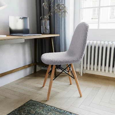 Emma And Oliver Dorset Series Faux Shearling Accent Chair With Beechwood Legs For Living Room, Bedroom, Dorm And More