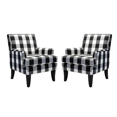 Set Of 2 Sara Upholstered Accent Arm Chair With Nail Head Trim | Karat Home-Stripe Red - Image 16