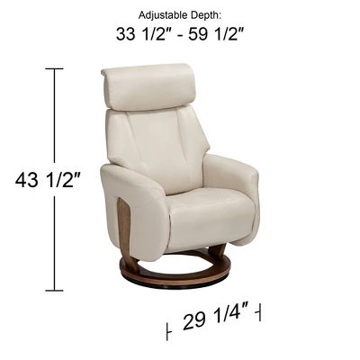 BenchMaster Taupe Faux Leather Swivel Recliner Chair Modern Armchair Comfortable Manual Reclining Footrest For Bedroom Living Room - Image 5