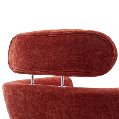 29.5" Modern Chenille Accent Armchair With Gold Metal Legs And Throw Pillow - ModernLuxe - Image 9