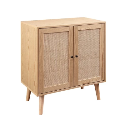 Modern Boho Wood And Rattan 2 Door Accent Cabinet - Saracina Home - Image 11