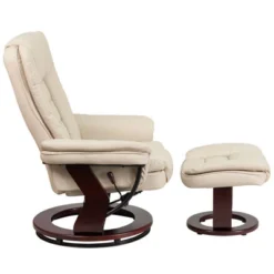 2pc Leather Recliner And Ottoman Set Beige - Flash Furniture