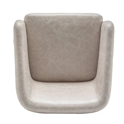 Modern Barrel Chair With Metal Base Faux Leather - WOVENBYRD - Image 3