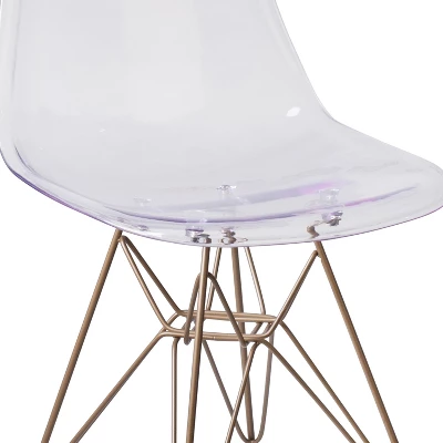 Flash Furniture Elon Series Ghost Chair With Gold Metal Base - Image 5