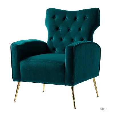 Raphael Velvet Tufted Upholstered Wingback Chair Accent Wingback Silhouette With Diamond Button Tufting | Karat Home - Image 19