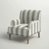 Venere Bedroom Wooden Upholstered Armchair With Nailhead Trim And Unique Stripe Design | ARTFUL LIVING DESIGN