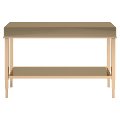 Hutton Glam Mirrored TV Stand Entry Console - Champagne Brass - Inspire Q - Image 3