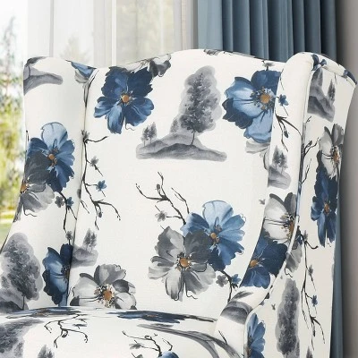 Toddman High-Back Club Chair Floral Print Blue - Christopher Knight Home - Image 2