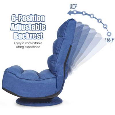 Costway Gaming Chair Fabric 5-Position Folding Lazy Sofa 360 Degree Swivel Grey BlackCoffee - Image 8