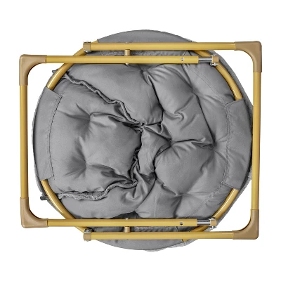 Emma And Oliver Oversize Folding Saucer Chair With Cozy Faux Fur Cushion And Metal Frame For Dorms, Bedrooms, Apartments And More - Image 6