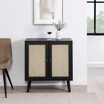 Modern Boho Wood And Rattan 2 Door Accent Cabinet - Saracina Home - Image 3