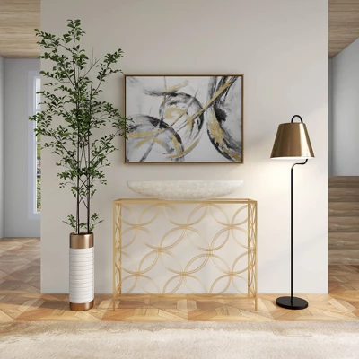 Contemporary Metal Console Table Gold - Olivia & May - Image 8