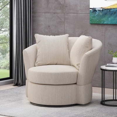 Smyrna Contemporary Upholstered Swivel Club Chair - Christopher Knight Home