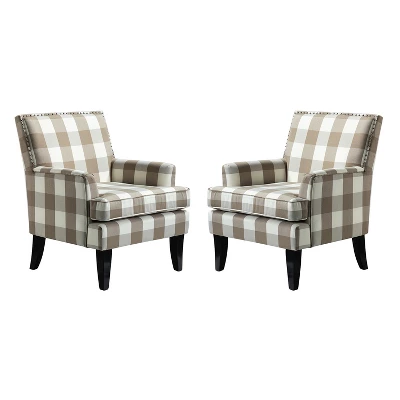 Set Of 2 Sara Upholstered Accent Arm Chair With Nail Head Trim | Karat Home-Stripe Red - Image 13