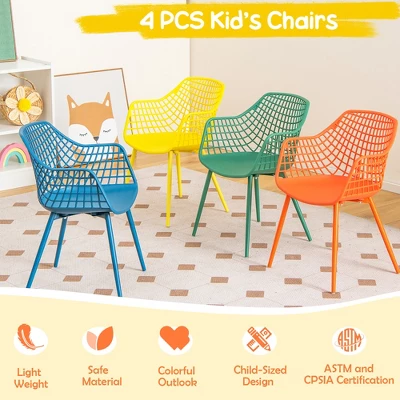 Costway 4 PCS Kids Chair Set Child-Size Chairs With Metal Legs Toddler Furniture Colorful - Image 4