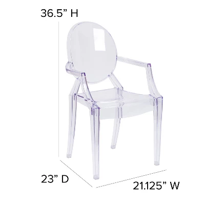 Emma And Oliver 4 Pack Oval Back Ghost Chair - Arms In Transparent Crystal - Stackable Side Chair - Image 4