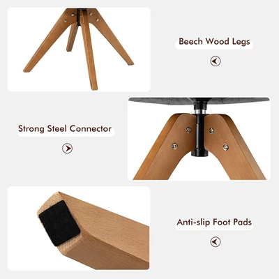 Costway Modern 360 Degree Swivel Accent Chair W/ Linen Fabric & High-density Sponge Yellow/Brown/White/Grey/Red - Image 4