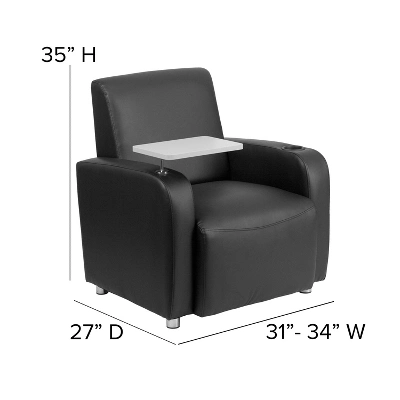 Flash Furniture LeatherSoft Guest Chair With Tablet Arm, Chrome Legs And Cup Holder - Image 3