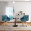 Costway Set Of 2 Swivel Accent Chair Modern Leathaire Armchairs W/ Beech Wood Legs GreyBlueBrown