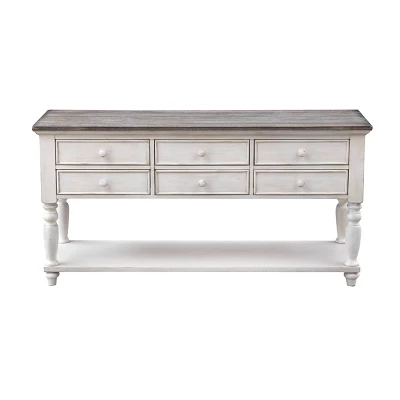 Port Oxford 6 Drawer Console Table Cream - Treasure Trove Accents
